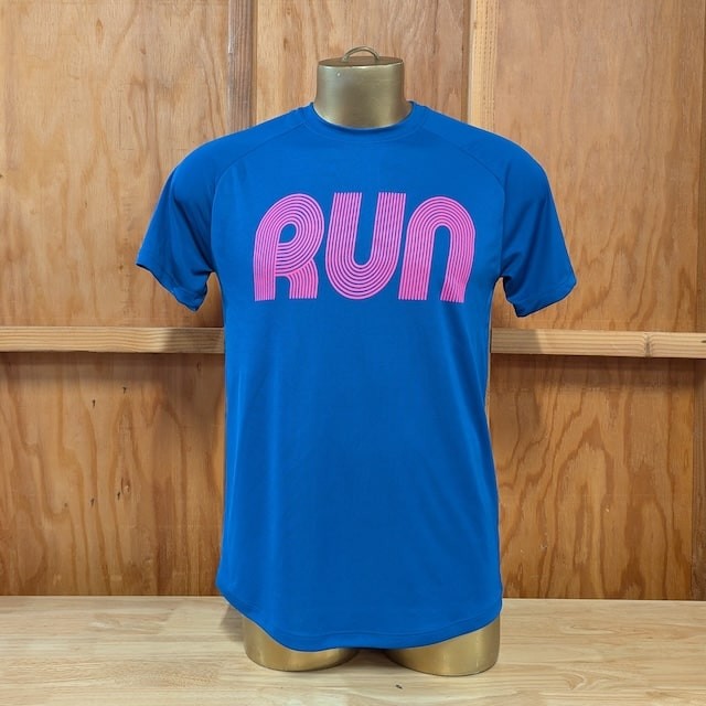 Men's Royal Blue and Hot Pink Running Shirt Moisture Wicking American Made In USA