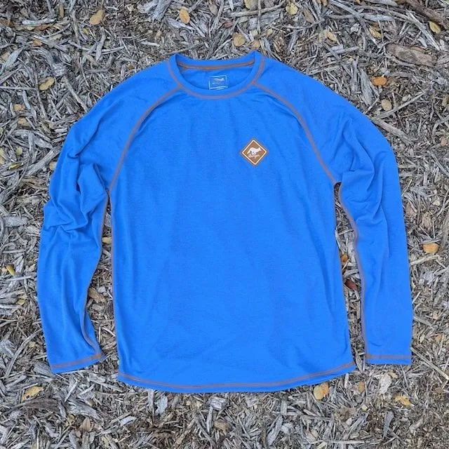 Runyon Mens Long Sleeve Camp Shirt Hiking Running Royal Blue American Made In USA