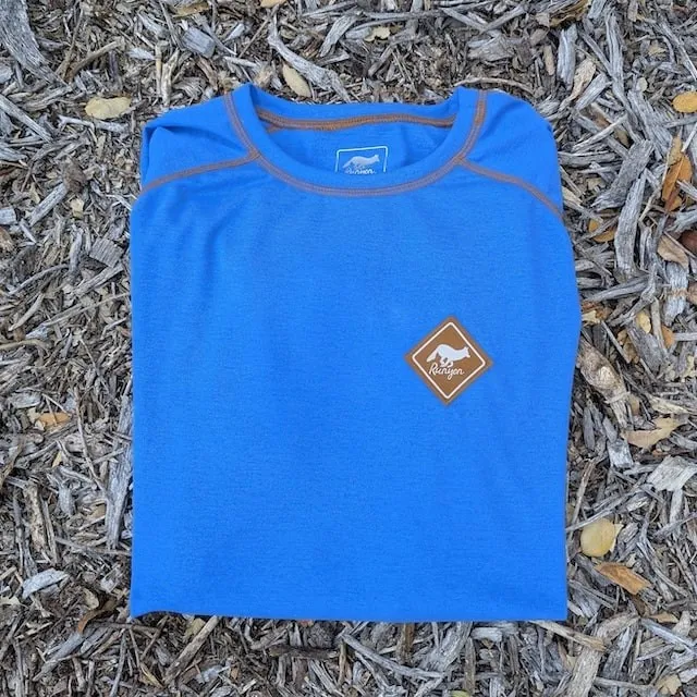 Runyon Mens Long Sleeve Camp Shirt Hiking Running Royal Blue American Made In USA