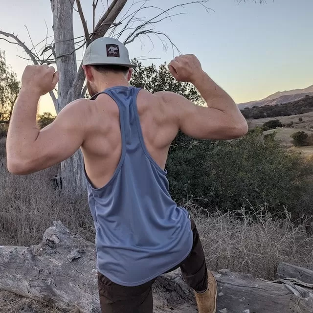 Runyon Steel Grey Razor Strap Pump Tank - Gym Stringer Racerback Workout Tank Top American Made In USA