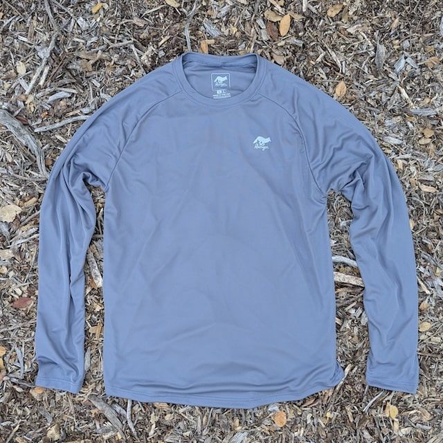 Runyon Women's Unisex Steel Grey Long Sleeve Running Shirt Made In USA - Moisture Wicking Gym, Workout, Fitness Shirt