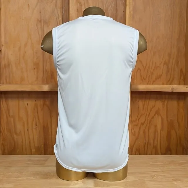 Runyon Men's White Sleeveless Muscle Tee Performance Workout Tank Top American Made In USA