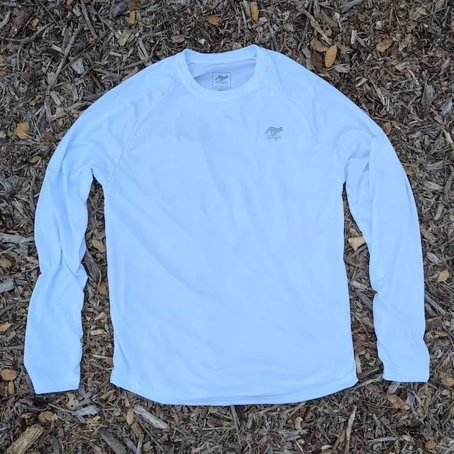 Runyon Men's Long Sleeve White Running Shirt Made In USA - Training, Workout, Hiking, Gym