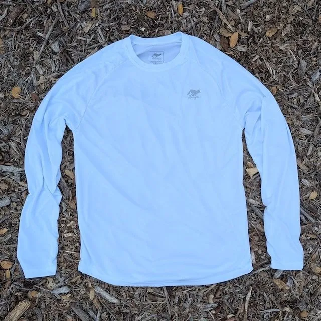 Runyon Women's Unisex Long Sleeve White Running Shirt Made In USA - Training, Workout, Hiking, Gym