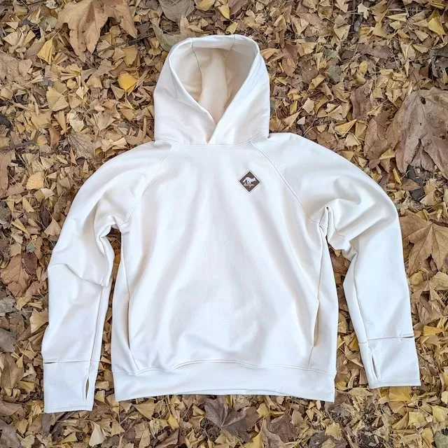 Runyon French Terry Cotton Winter White Pullover Hoodie Sweatshirt - Hidden Pockets, Thumbholes & Watch Windows - American Made In USA