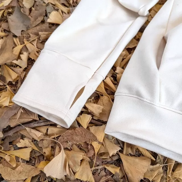 Runyon French Terry Cotton Winter White Pullover Hoodie Sweatshirt - Hidden Pockets, Thumbholes & Watch Windows - American Made In USA