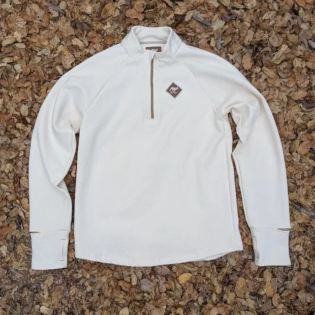 Runyon Winter White Slopeside Cotton Fleece Zip-Up Pullover Sweater - Winter Outerwear Runyon Canyon Apparel