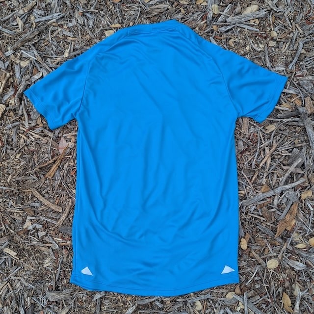 Runyon Womens Unisex Cyan Bright Blue Made In USA Running Shirt Performance Moisture Wicking Workout Shirt