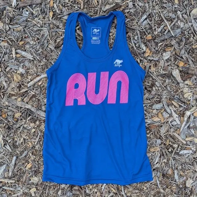 Runyon Women's Royal Blue Hot Pink RUN Fitness  Racerback Workout Tank American Made In USA