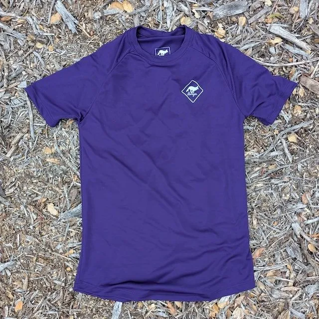 Runyon Womens Purple American Made In USA Running Shirt Performance Moisture Wicking Workout Shirt