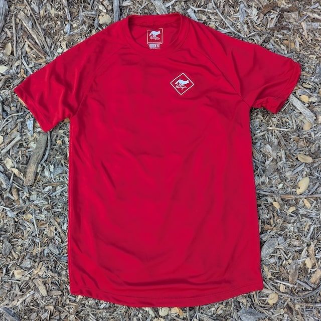 Runyon Women's Red Made In USA Performance Running Shirt Moisture Wicking Workout Shirt