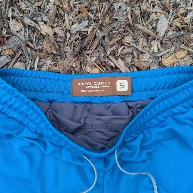 Runyon Women's Unisex Bright Blue Cyan 4" Ranger Retro Running Short American Made In USA Track Workout Gym Yoga Fitness Short American Made In USA
