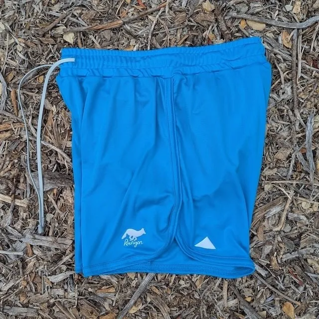 Runyon Women's Unisex Bright Blue Cyan 4" Ranger Retro Running Short American Made In USA Track Workout Gym Yoga Fitness Short American Made In USA
