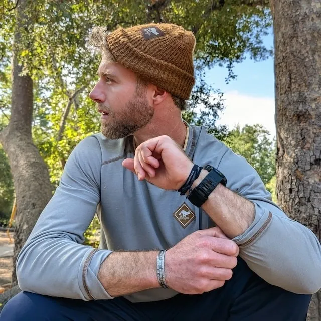 Runyon Cedar Brown Reflective Knit Beanie Made In USA | Runyon Canyon Apparel