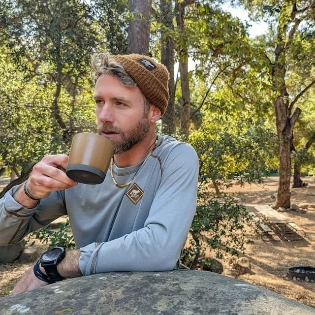 Runyon Mens Long Sleeve Camp Shirt Hiking Running Steel Medium Grey American Made In USA