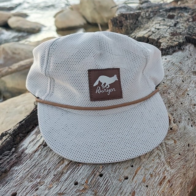 Runyon Silverado Light Grey Reflective Mesh Trail Cap for Running, Hiking, Working Out, Fitness, Outdoors. American Made In USA.
