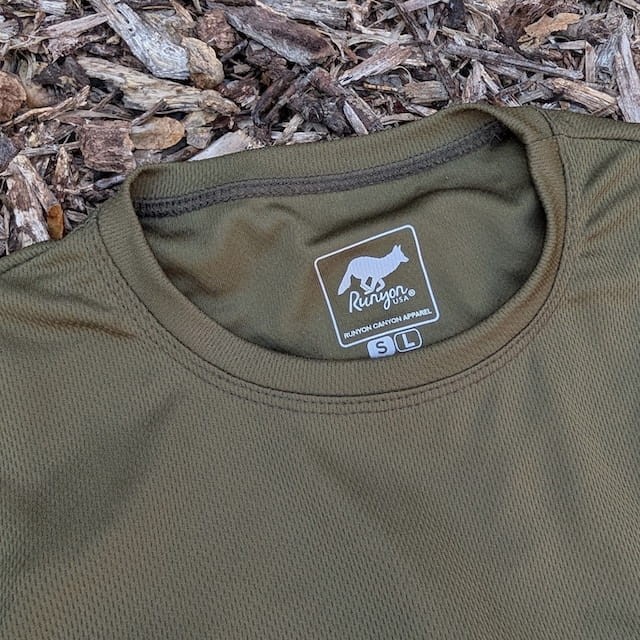 Runyon American Made In USA Men's Dark Forest Green Short Sleeve Trail Running Shirt Moisture Wicking Performance Active Shirt Warm Weather Sun Protection