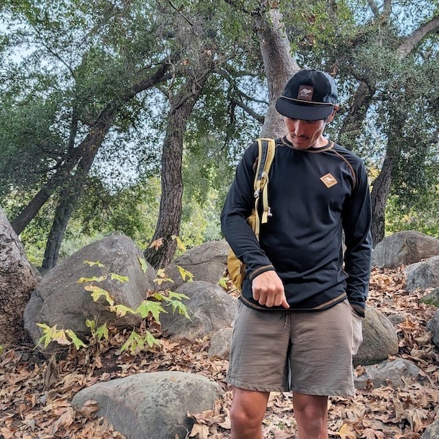 Runyon Mens Long Sleeve Camp Shirt Hiking Running Black Copper American Made In USA