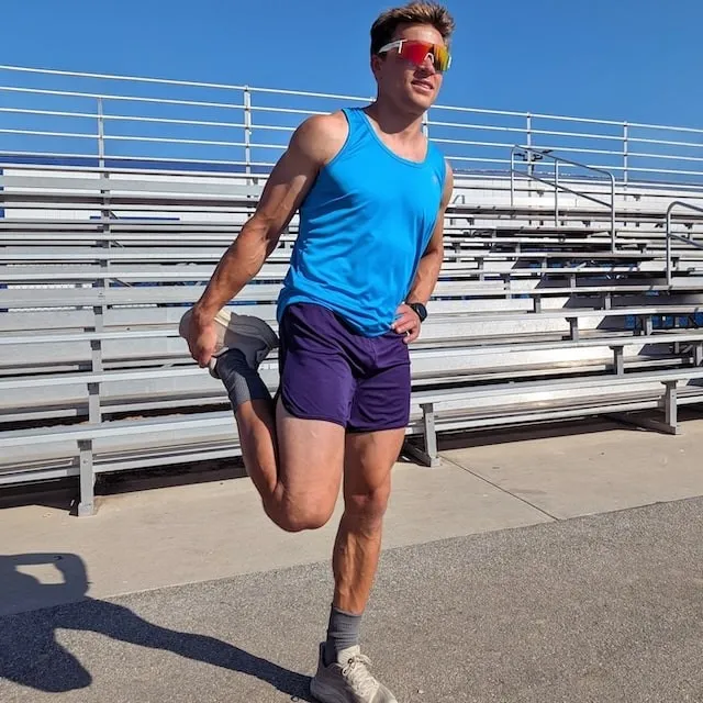 Runyon Men's Cyan Safety Blue Racerback Fitness Tank Top - Running, Workout, Gym Singlet - Made In The USA