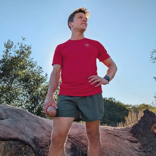 Runyon Mens Red American Made In USA Running Shirt Performance Moisture Wicking Workout Shirt