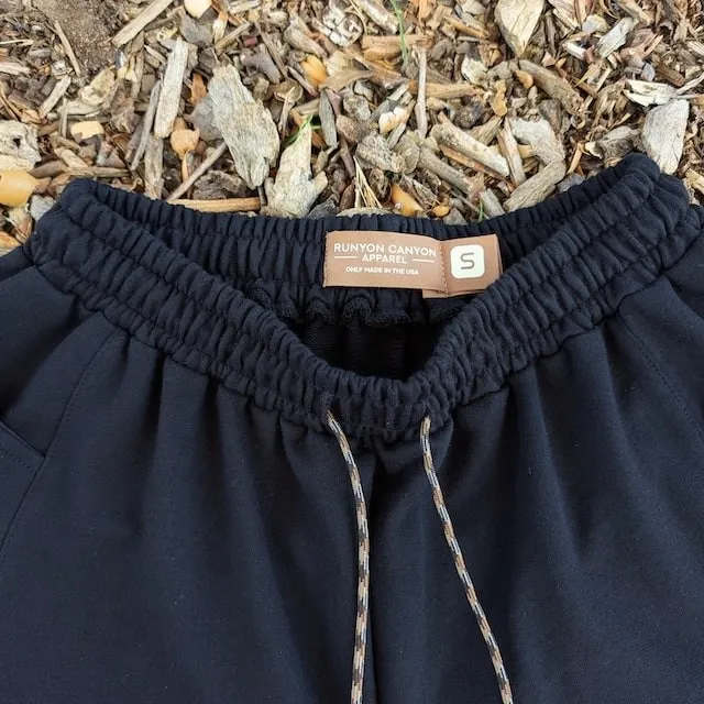 Runyon Black French Terry Cotton 7" Sweatshorts - Gym, Workout, Hiking, Casual, Fitness American Made In USA - Runyon Canyon Apparel