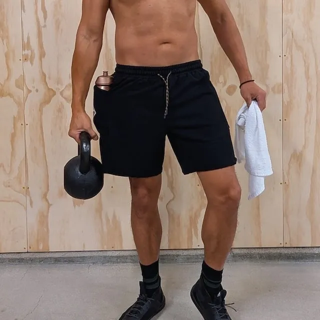 Runyon Black French Terry Cotton 7" Sweatshorts - Gym, Workout, Hiking, Casual, Fitness American Made In USA - Runyon Canyon Apparel