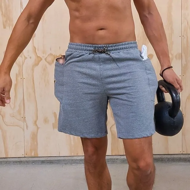 Runyon Heather Grey French Terry Tri Blend 7" Sweatshort - Gym, Workout, Hiking, Casual, Fitness American Made In USA - Runyon Canyon Apparel