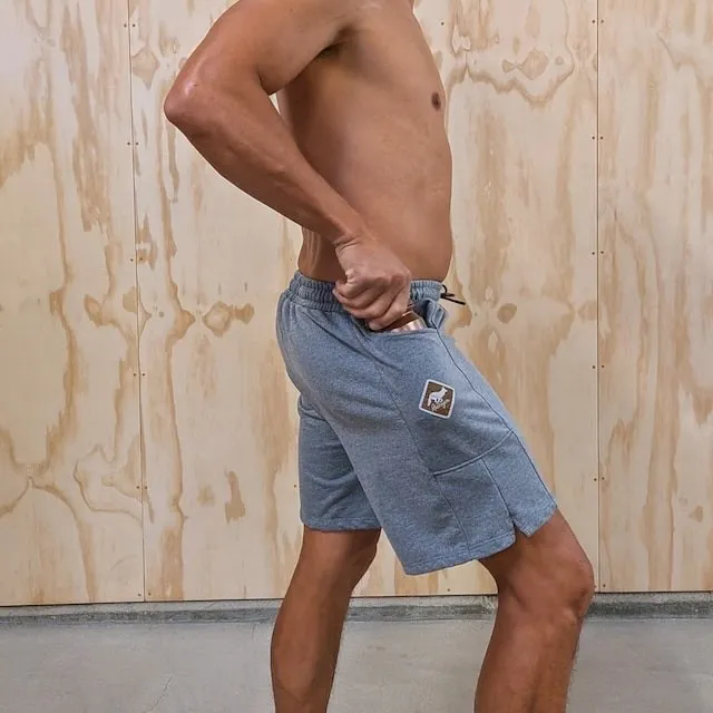 Runyon Heather Grey French Terry Tri Blend 7" Sweatshort - Gym, Workout, Hiking, Casual, Fitness American Made In USA - Runyon Canyon Apparel