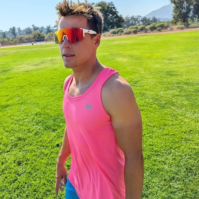 Runyon Men's Hot Pink Racerback Fitness Tank Top - Running, Workout, Gym Singlet - Made In The USA