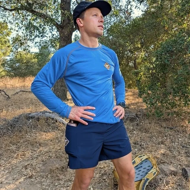 Runyon Mens Long Sleeve Camp Shirt Hiking Running Royal Blue American Made In USA