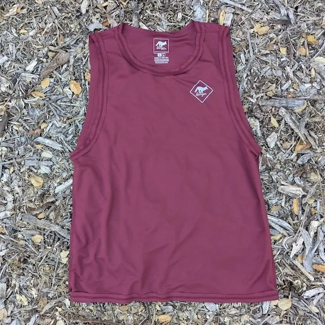 Runyon Men's Maroon Tech Trail Tank - Muscle Workout Tank Top, Made In USA | Runyon Canyon Apparel