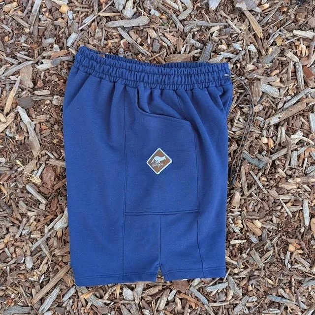 Runyon Navy Blue French Terry Cotton 7" Sweatshorts - Gym, Workout, Hiking, Casual, Fitness American Made In USA - Runyon Canyon Apparel