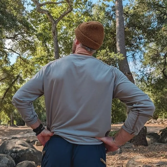 Runyon Mens Long Sleeve Camp Shirt Hiking Running Steel Medium Grey American Made In USA