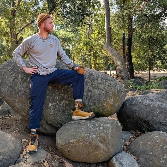 Runyon Mens Long Sleeve Camp Shirt Hiking Running Steel Medium Grey American Made In USA