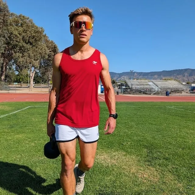 Runyon Men's Red Racerback Fitness Tank Top - Running, Workout, Gym Singlet - Made In The USA