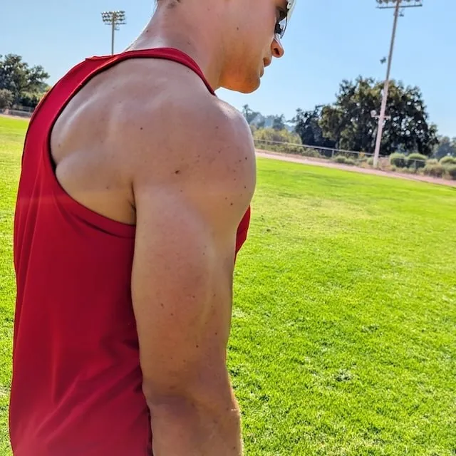 Runyon Men's Red Racerback Fitness Tank Top - Running, Workout, Gym Singlet - Made In The USA