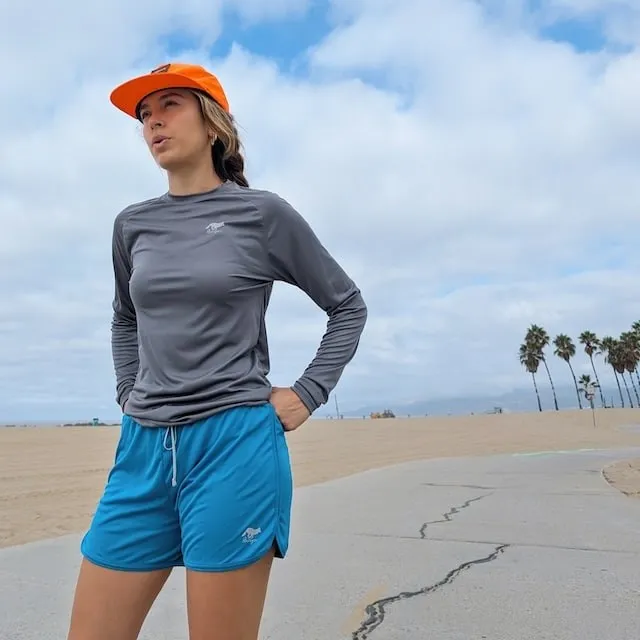 Runyon Women's Unisex Bright Blue Cyan 4" Ranger Retro Running Short American Made In USA Track Workout Gym Yoga Fitness Short American Made In USA