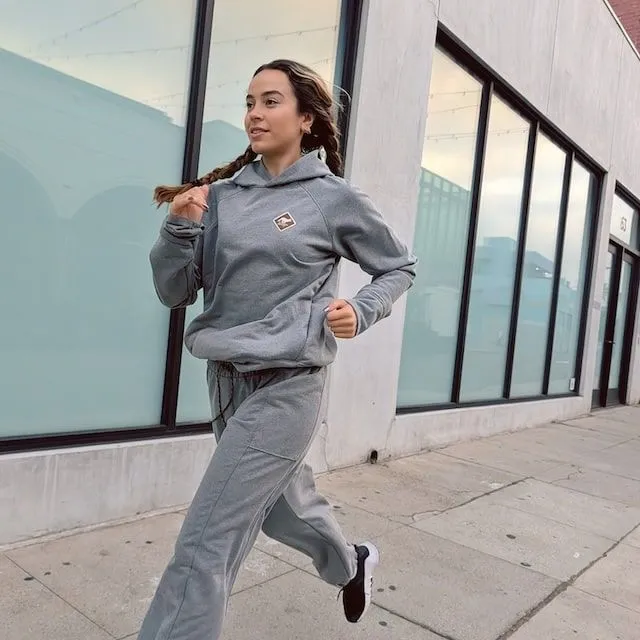 Runyon French Terry Cotton Heather Grey Pullover Hoodie Sweatshirt - Hidden Pockets, Thumbholes & Watch Windows - American Made In USA