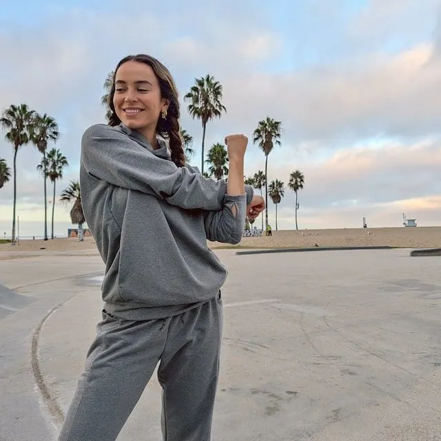 Runyon French Terry Cotton Heather Grey Pullover Hoodie Sweatshirt - Hidden Pockets, Thumbholes & Watch Windows - American Made In USA