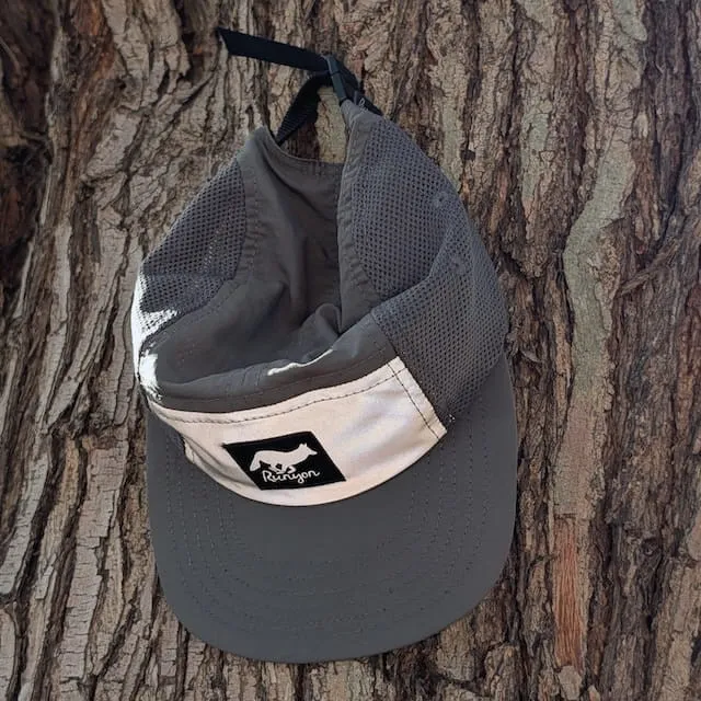 Runyon Radiant Space  Made In USA Camp Hat - Reflective Front Panel, Dark Grey Graphite, Moisture Wicking, Mesh Side Panels, Lightweight, Breathable