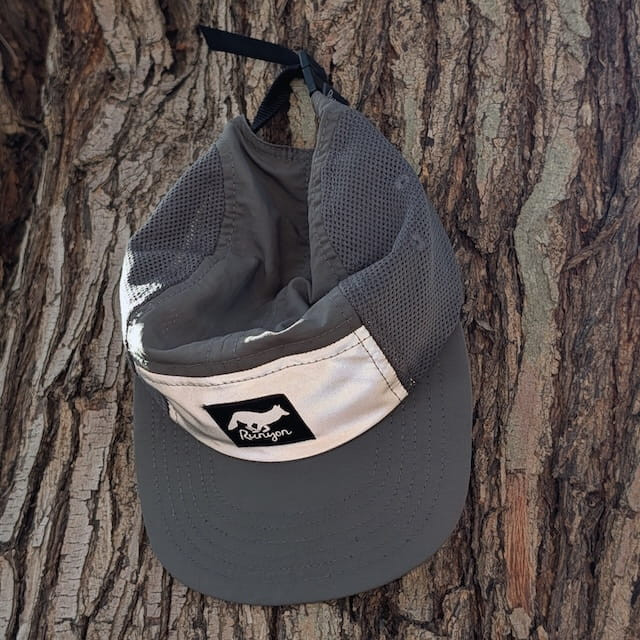 Runyon Radiant Space  Made In USA Camp Hat - Reflective Front Panel, Dark Grey Graphite, Moisture Wicking, Mesh Side Panels, Lightweight, Breathable