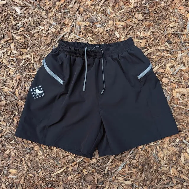 Runyon Men's  Black 5" Inch Short for Trail Running, HIking, Gym, Workout - TrailStash 5"