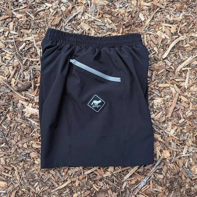 Runyon Men's  Black 5" Inch Short for Trail Running, HIking, Gym, Workout - TrailStash 5"