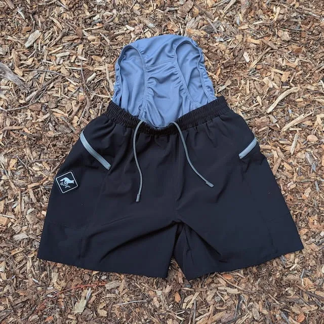 Runyon Men's  Black 5" Inch Short for Trail Running, HIking, Gym, Workout - TrailStash 5"
