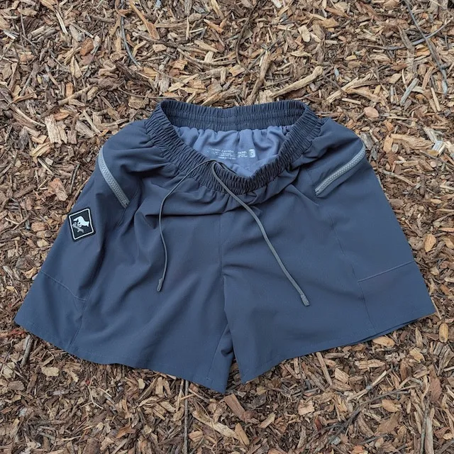 Runyon Men's Graphite Charcoal 5" Inch Short for Trail Running, HIking, Gym, Workout - TrailStash 5" with Built-in Liner Brief Undewear