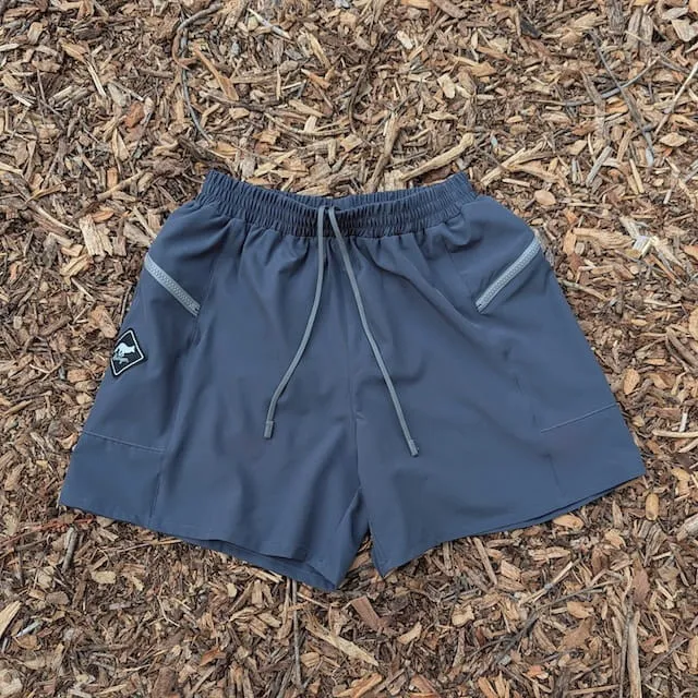 Runyon Men's Graphite Charcoal 5" Inch Short for Trail Running, HIking, Gym, Workout - TrailStash 5" with Built-in Liner Brief Undewear