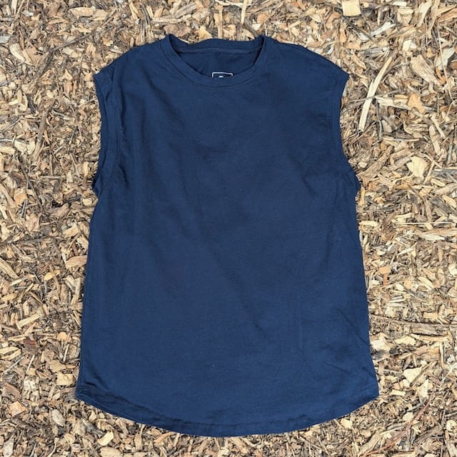 Runyon Men's Dark Navy 100% Cotton Muscle Tee - Made In USA - Hiking, Running, Workout, Fitness, Outdoors - Cottontrails Muscle Tees