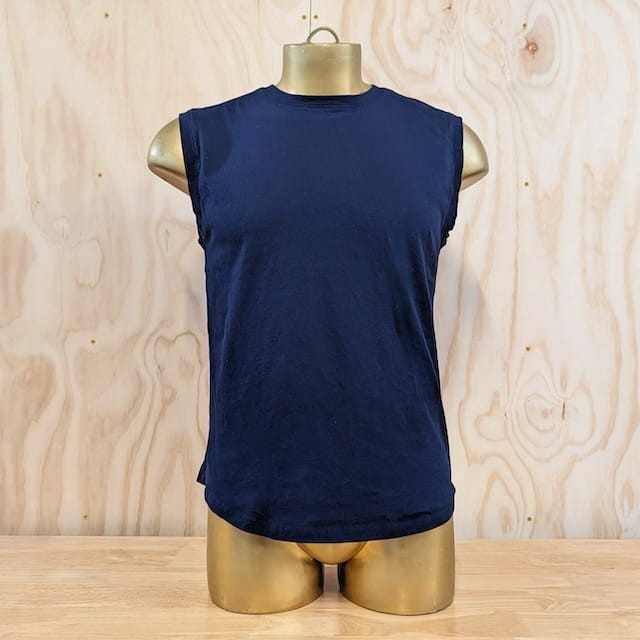 Runyon Men's Dark Navy 100% Cotton Muscle Tee - Made In USA - Hiking, Running, Workout, Fitness, Outdoors - Cottontrails Muscle Tees