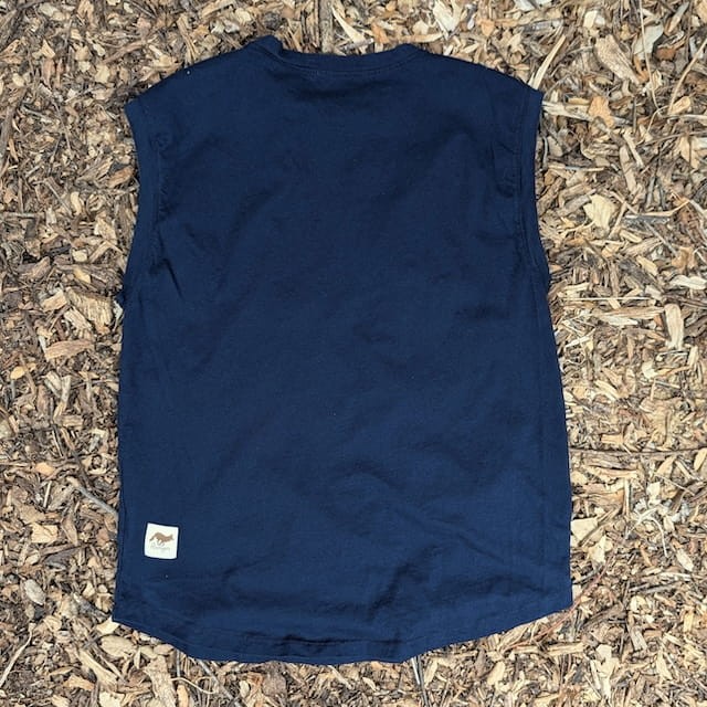 Runyon Men's Dark Navy 100% Cotton Muscle Tee - Made In USA - Hiking, Running, Workout, Fitness, Outdoors - Cottontrails Muscle Tees