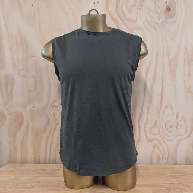 Runyon Men's Olive Green -  100% Cotton Muscle Tee - Made In USA - Hiking, Running, Workout, Fitness, Outdoors - Cottontrails Muscle Tees